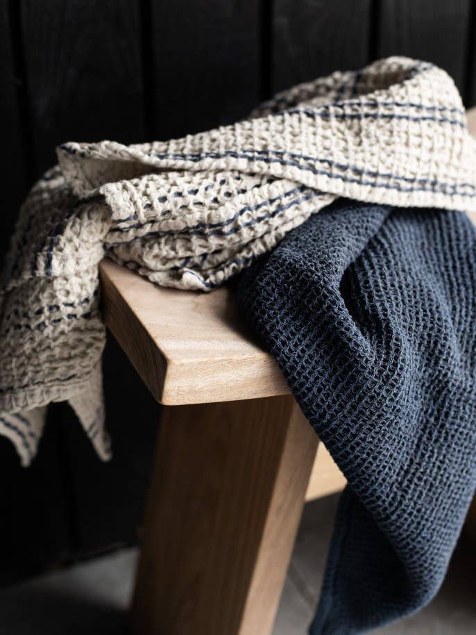 Nella wafelhanddoek - Blauw (kleine wafel)