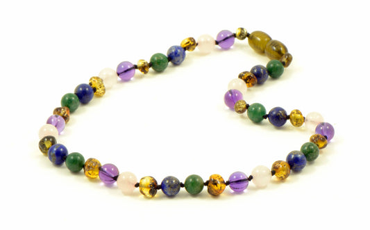 Groene Baltische Barnsteen Ketting – Edelsteenmix | Kindermaat