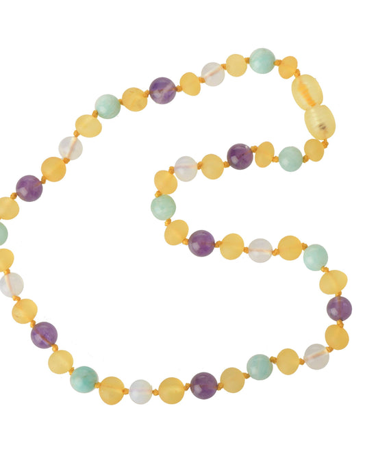 Ruwe Baltische Barnsteen Ketting – Citroen & Edelsteen Kralen | kindermaat