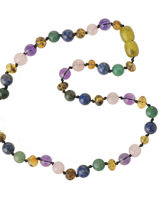 Groene Baltische Barnsteen Ketting – Edelsteenmix | Kindermaat