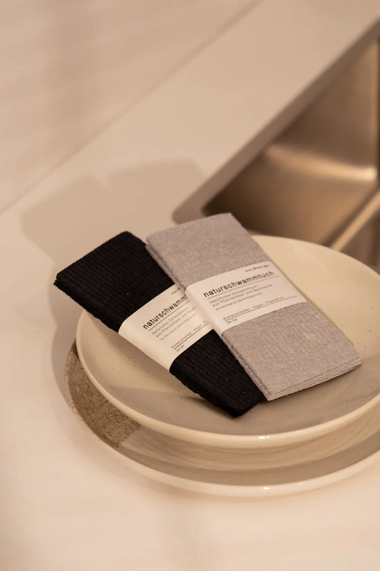 Natuurlijke sponsdoek (set van 2) - grijs